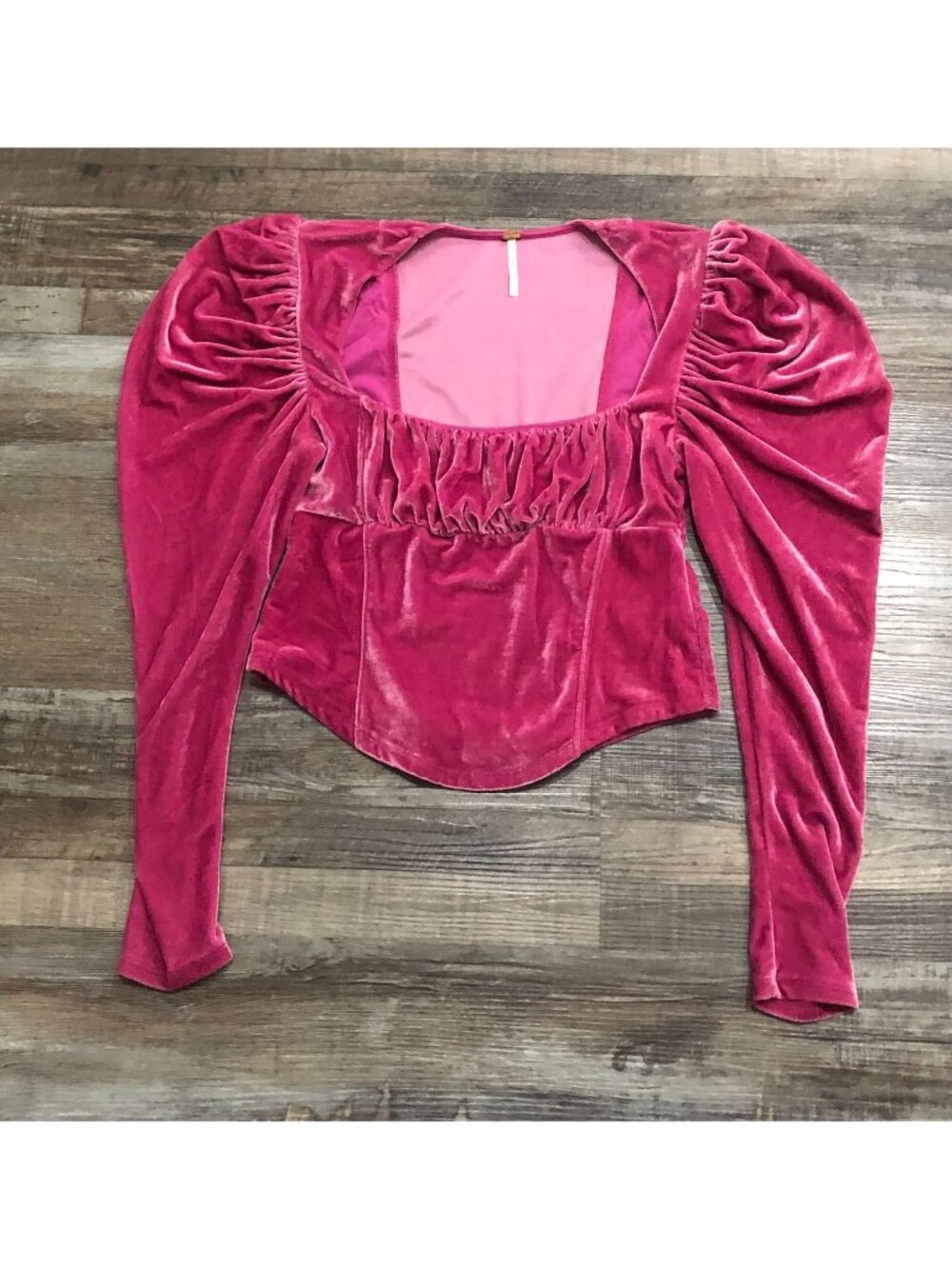 Free People Milkmaid Corset Pink Top Velvet Medium Long Sleeve